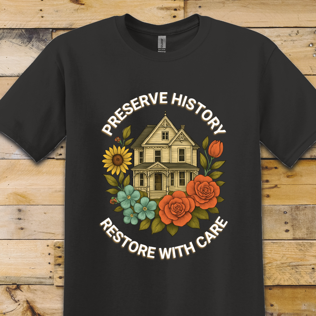 Black t-shirt Restore With Care