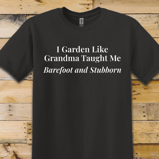 Black t-shirt Barefoot Stubborn