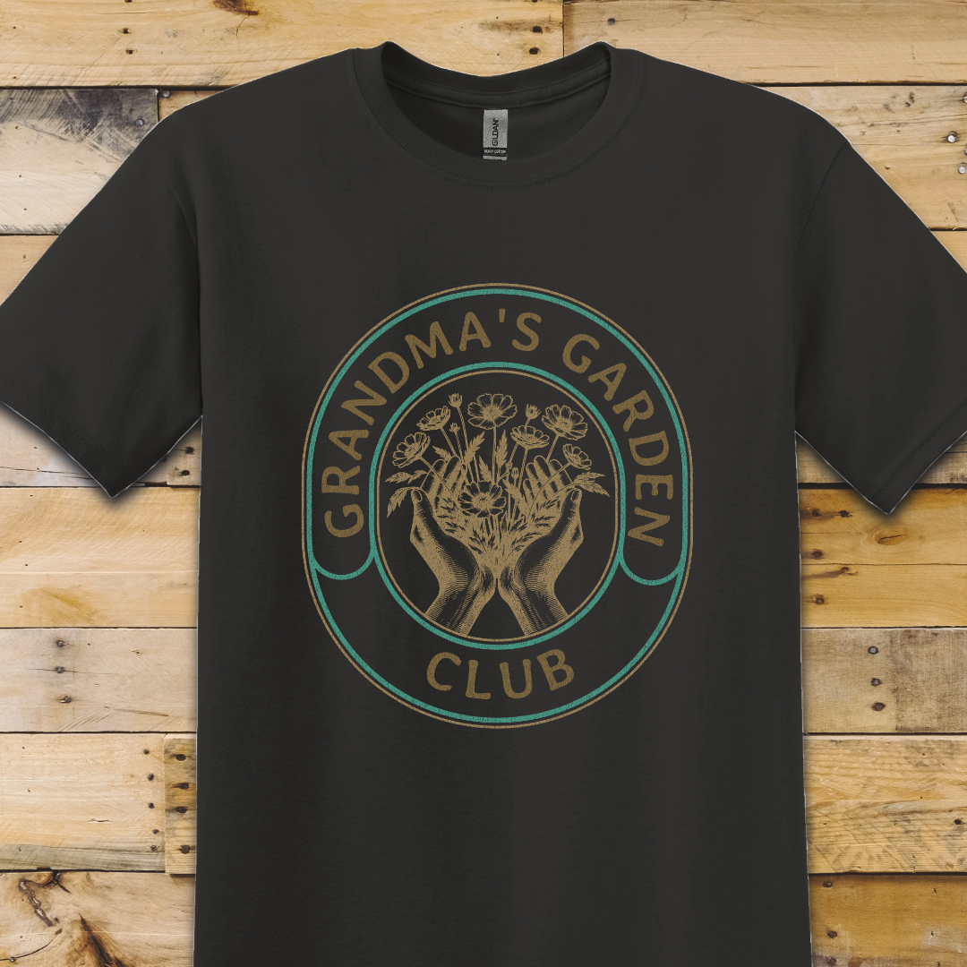 Black t-shirt Grandmas Garden Club