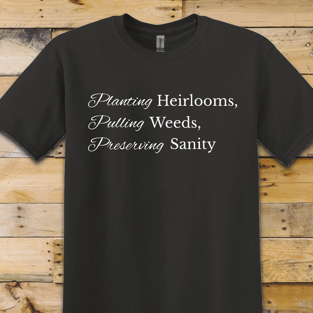 Black t-shirt Planting Heirlooms