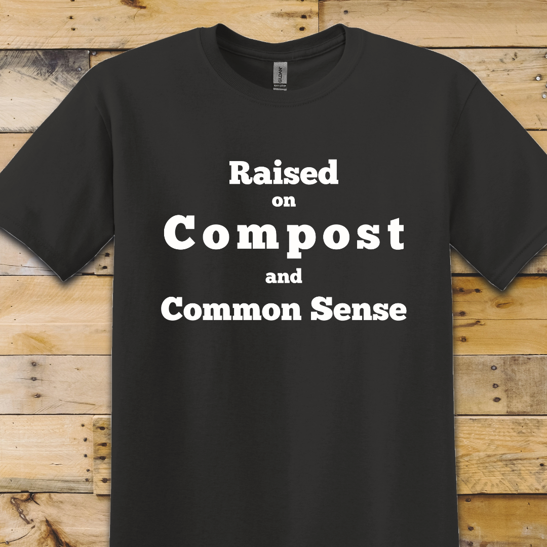 Black t-shirt Raised on Compost