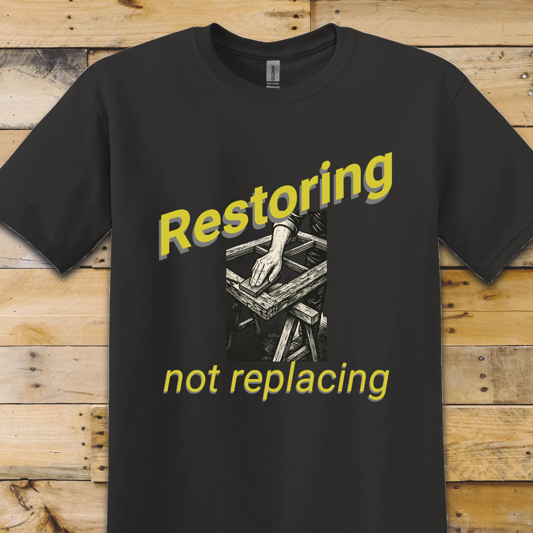 Black t-shirt Restoring Not Replacing