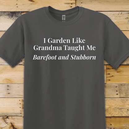 Charcoal t-shirt Barefoot Stubborn