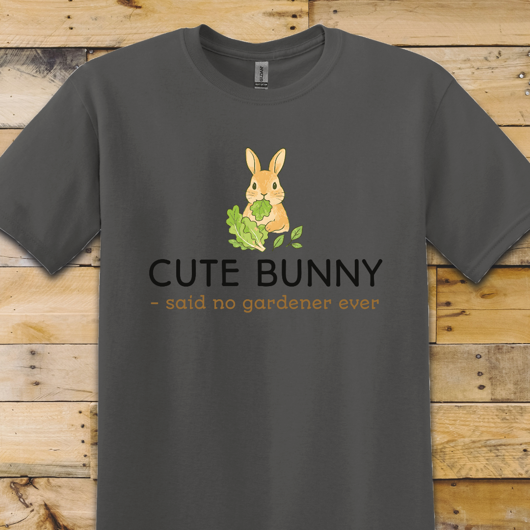 Charcoal Grey t-shirt Cute Bunny