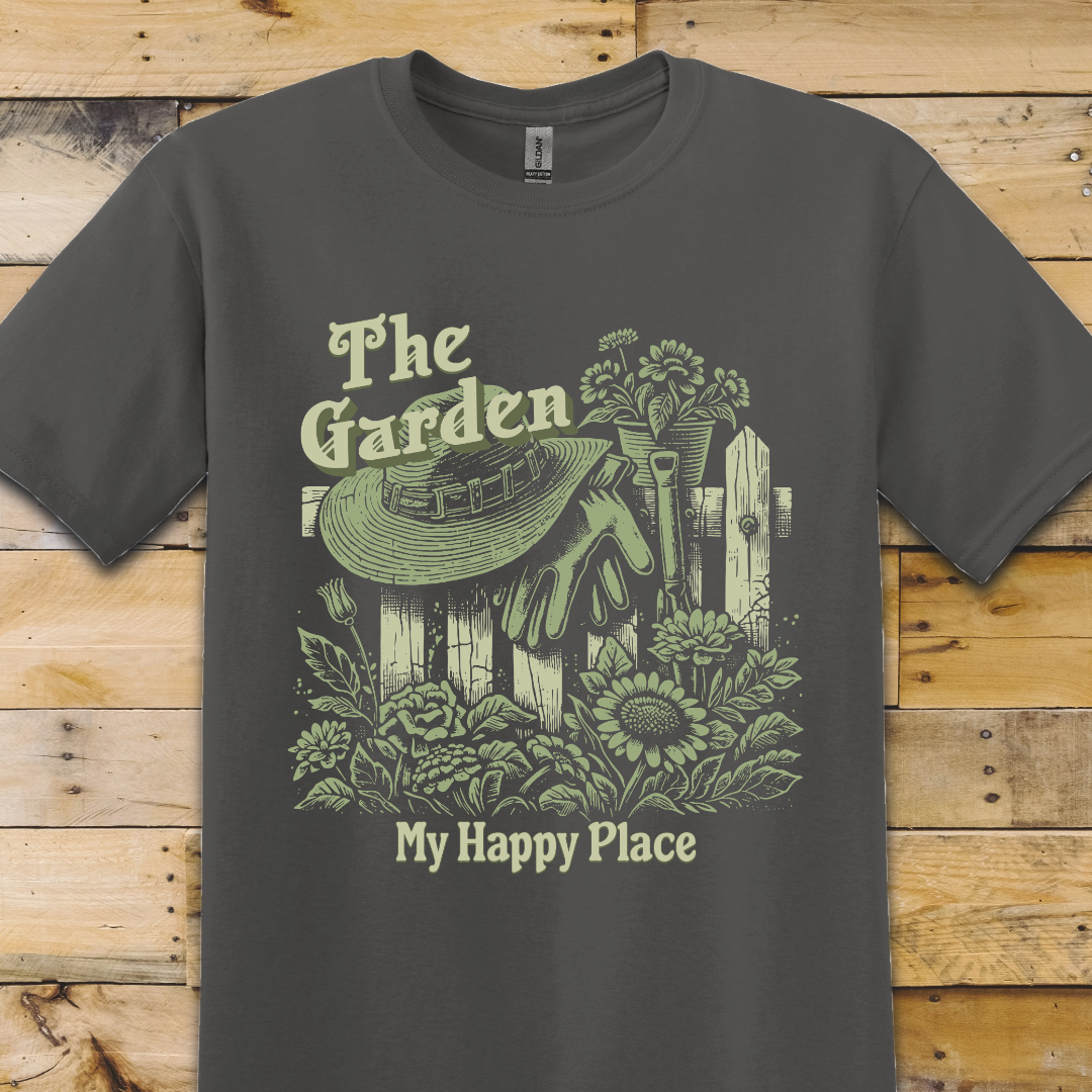 Charcoal Grey  t-shirt Happy Place