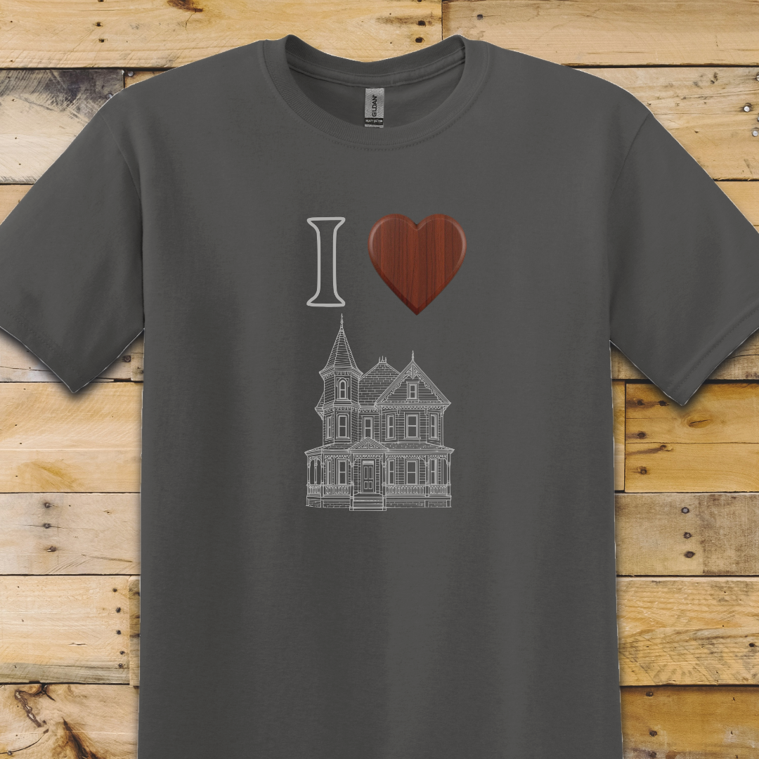 Charcoal Grey t-shirt I Heart Victorian-Wood
