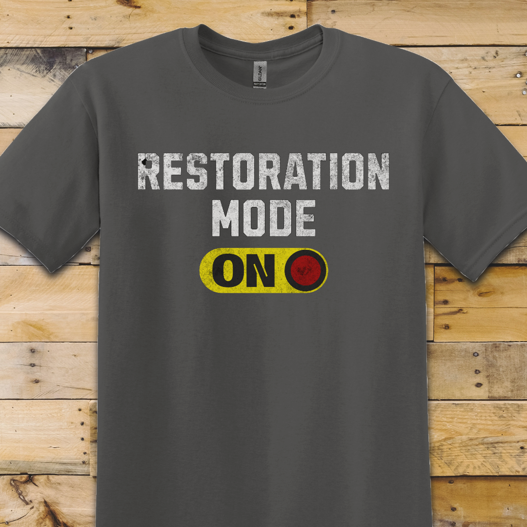 Charcoal Grey t-shirt Restoration Mode ON