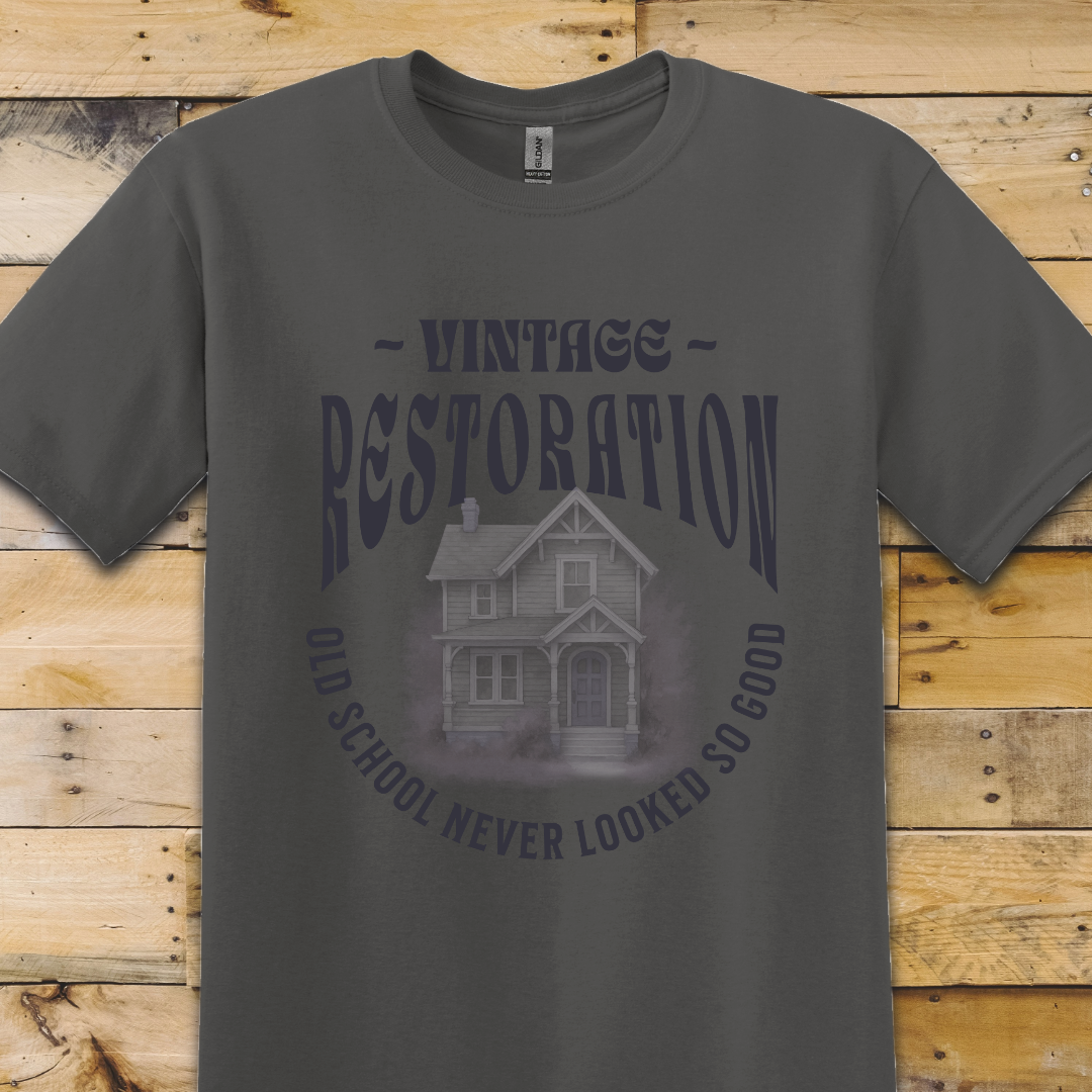 Charcoal Grey t-shirt Vintage Restoration
