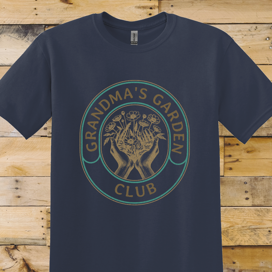 Navy  t-shirt Grandmas Garden Club